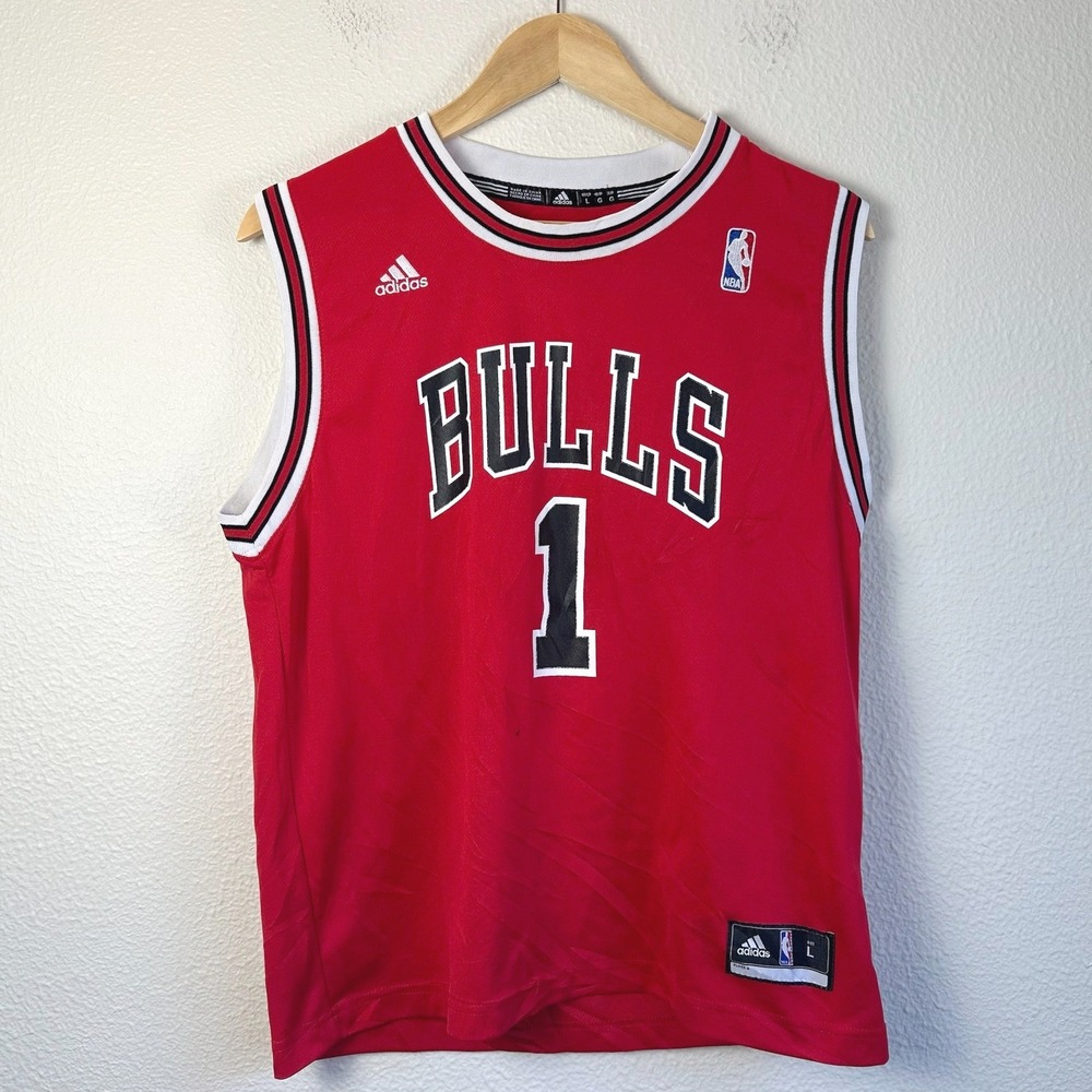 Y2K Adidas Chicago Bulls Jersey Mens Large Red Good NBA Basketball Sleeveless